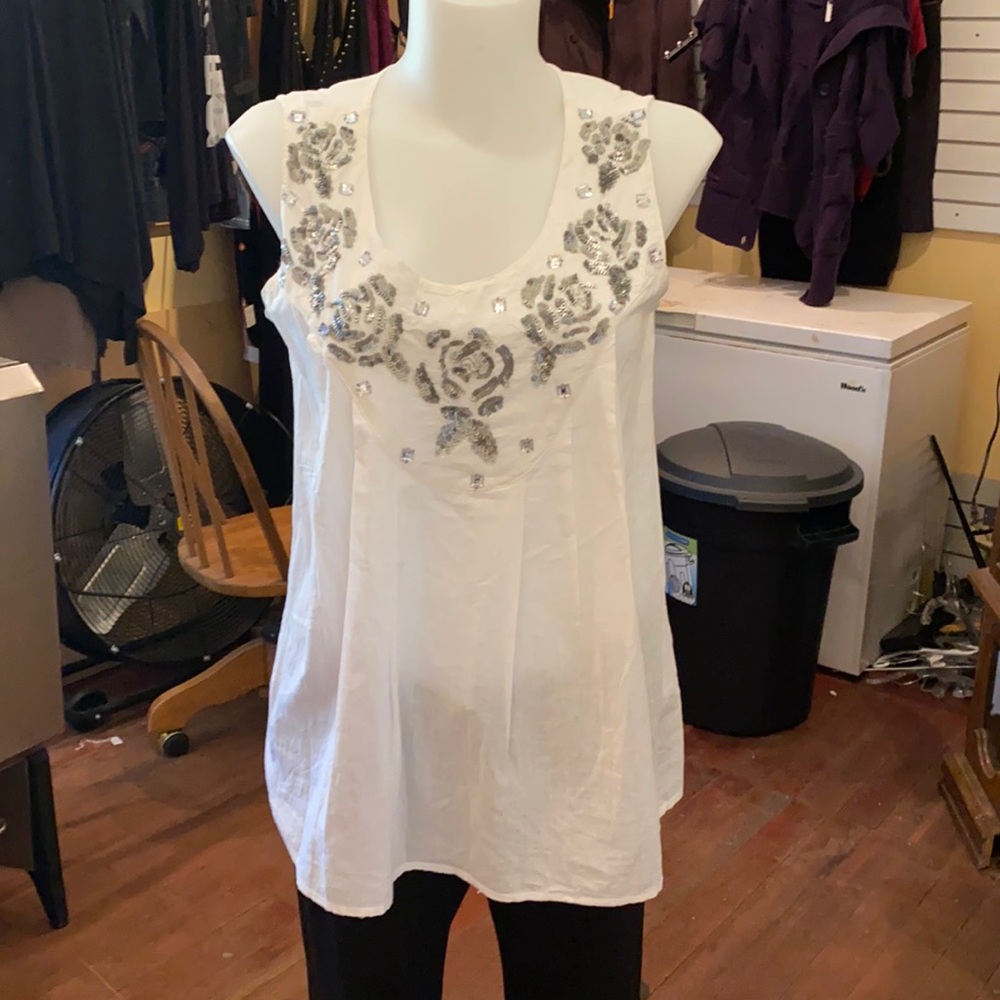 Linen sequin tank top